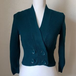 Cute Button Teal Blue Cardigan w 4 Button Detail
